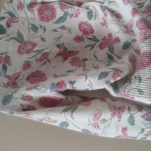 Vintage Floral Muckneck Sweater Silk & Angora Lambswool Small - Picture 7 of 12